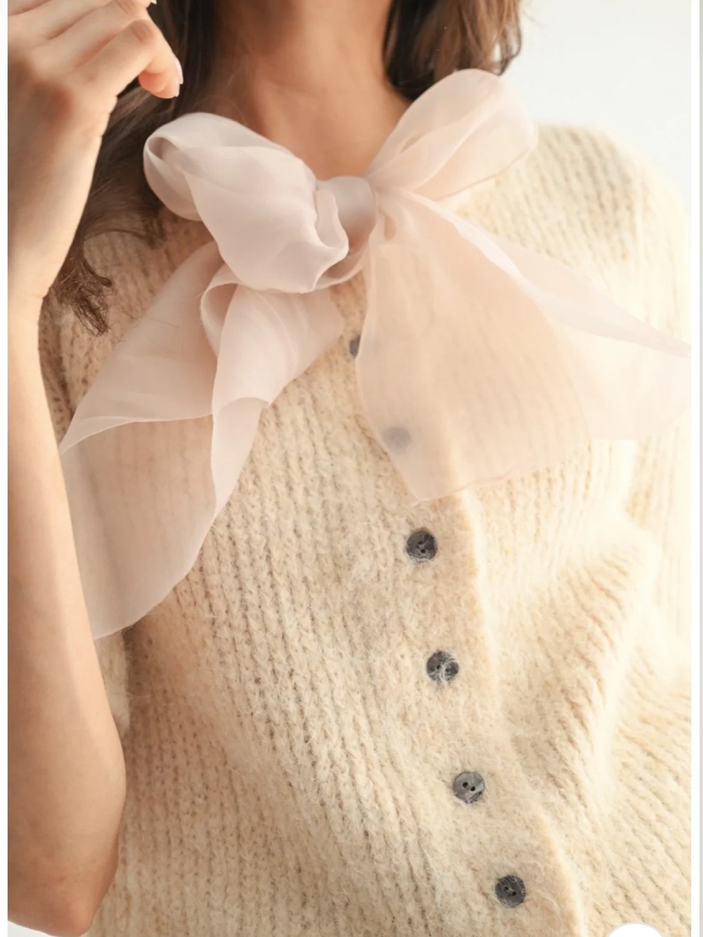 NWT Camellia Grace Chiffon Bow Cardigan - Picture 5 of 13